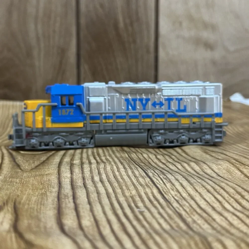 NY & Atlantic Freight Locomotive Toy Train #1872 Blue Yellow‎ Diecast Push Train